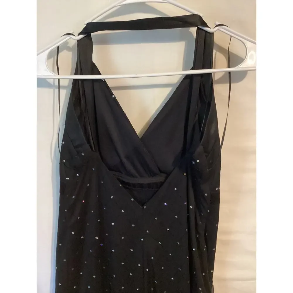 1143 STUDIO 1940 Womens Halter Dress Rhinestone Detail Black Size 8